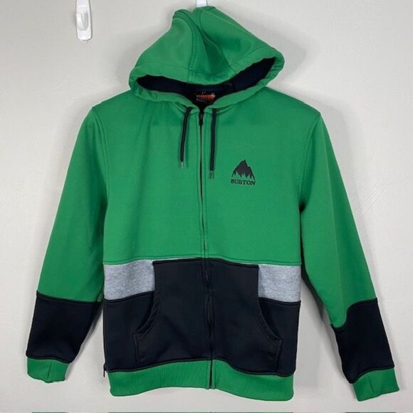 Burton Snowboards DRYRIDE Men's Small Full zip Jacket Hoodie Green Fleece Lined - Picture 1 of 8
